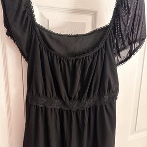 SHEIN Black Lace Trim Blouse